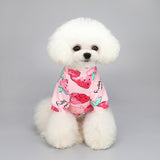 Cartoon Print Pet Clothes Hoodie Plus Velvet Dog Pajamas Bundle S Size-Strawberry and Big Blue Rabbit