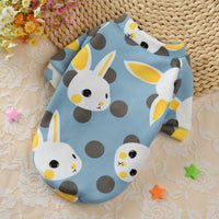 Cartoon Print Pet Clothes Hoodie Plus Velvet Dog Pajamas Bundle L Size-Pink Rabbit and Blue Rabbit