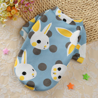 Cartoon Print Pet Clothes Hoodie Plus Velvet Dog Pajamas Bundle L Size-Strawberry and Big Blue Rabbit