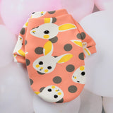 Cartoon Print Pet Clothes Hoodie Plus Velvet Dog Pajamas Bundle S Size-Pink and Blue Rabbit Style