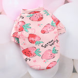 Cartoon Print Pet Clothes Hoodie Plus Velvet Dog Pajamas Bundle S Size-Strawberry and Big Blue Rabbit