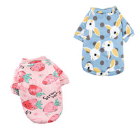 Cartoon Print Pet Clothes Hoodie Plus Velvet Dog Pajamas Bundle S Size-Strawberry and Big Blue Rabbit