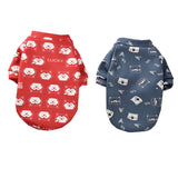 Cartoon Print Pet Clothes Hoodie Plus Velvet Dog Pajamas Bundle S Size-Red Fuwang and Zhang Qingxiong