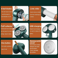 Fabric Shaver Rechargeable Wireless Portable Electric Lint Remover Green
