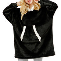 Unisex Hoodie Blanket Hooded Robe Oversized Colour Block Wearable Throw Blanket