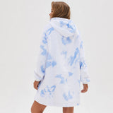 Unisex Extra Large Cozy Warm Hooded Blanket Hoodie White Blue