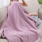 130 x 150cm Cotton Light Comfortable Muslin Blanket for All Season-Purple