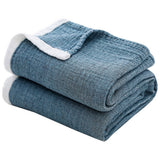 76 x 104cm Cotton Light Comfortable Muslin Blanket for All Season-Blue