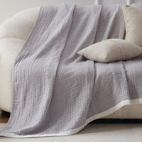 130 x 150cm Cotton Light Comfortable Muslin Blanket for All Season-Grey