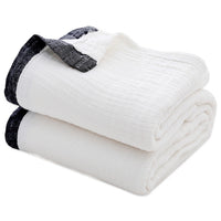 130 x 150cm Cotton Light Comfortable Muslin Blanket for All Season-White