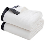 76 x 104cm Cotton Light Comfortable Muslin Blanket for All Season-White