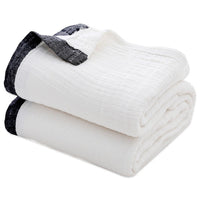 150 x 200cm Cotton Light Comfortable Muslin Blanket for All Season-White