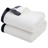 130 x 150cm Cotton Light Comfortable Muslin Blanket for All Season-White