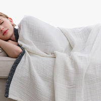 150 x 200cm Cotton Light Comfortable Muslin Blanket for All Season-White