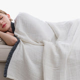 130 x 150cm Cotton Light Comfortable Muslin Blanket for All Season-White