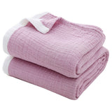 76 x 104cm Cotton Light Comfortable Muslin Blanket for All Season-Purple