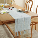 Farmhouse Table Runner Rustic Linen Boho Table Runner for Dining Table Blue