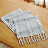Farmhouse Table Runner Rustic Linen Boho Table Runner for Dining Table Blue