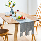 Farmhouse Table Runner Rustic Linen Boho Table Runner for Dining Table Blue