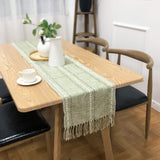 Farmhouse Table Runner Rustic Linen Boho Table Runner for Dining Table Green