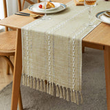 Farmhouse Table Runner Rustic Linen Boho Table Runner for Dining Table Yellow