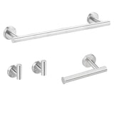 Set of 4 Pcs Bathroom Hardware Set Wall Mount Towel Holder Paper Holder Bundle Silver