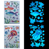 Set of 2Pack Self Adhesive Luminous Ocean Fish Flower Wall Stickers-Blue