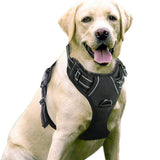 Reflective Adjustable No Pull Dog Harness Vest Harness with Easy Control Soft Handle Black-L