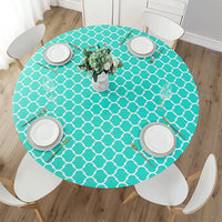 Round Tablecloth Waterproof Moroccan Trellis Table Cloth Elastic Edge 152cm-Green