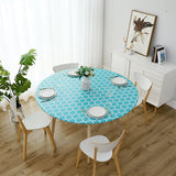 Round Tablecloth Waterproof Moroccan Trellis Table Cloth Elastic Edge 152cm-Green