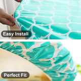 Round Tablecloth Waterproof Moroccan Trellis Table Cloth Elastic Edge 152cm-Green