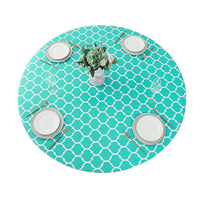 Round Tablecloth Waterproof Moroccan Trellis Table Cloth Elastic Edge 152cm-Green