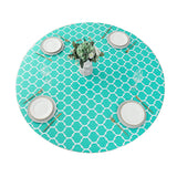 Round Tablecloth Waterproof Moroccan Trellis Table Cloth Elastic Edge 152cm-Green