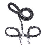 Dual Dog Leash Pet Dog Leash Double Ended Leads Training Rope Black