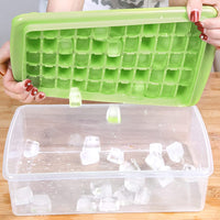 Ice Cube Tray Mould with Lid and Storage Box Scoop Set Green