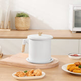 1.4L Oil Filter Pot Grease Strainer Container with Tray White