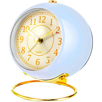 Travel Alarm Clock Classic Silent Desk Snooze Night Light Clock Blue