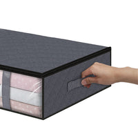 Set of 2Pack Under Bed Storage Bins Foldable Clothes Storage Bags with Reinforced Handle Gray