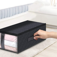 Set of 2Pack Under Bed Storage Bins Foldable Clothes Storage Bags with Reinforced Handle Black