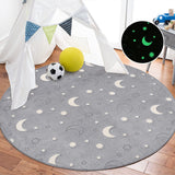 Luminous Plush Fluffy Rug Bed Room Carpet Glow in the Dark Area Rugs 160cm Gray