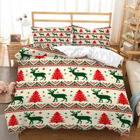 Christmas 3pcs Bedding Set Quilt Cover Pillowcases Set for Double Bed-Style 4