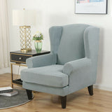 Wing Chair Slipcover Stretch Fit Armchair Protector Cover Light Grey