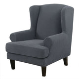Wing Chair Slipcover Stretch Fit Armchair Protector Cover Deep Grey