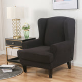 Wing Chair Slipcover Stretch Fit Armchair Protector Cover Black