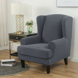 Wing Chair Slipcover Stretch Fit Armchair Protector Cover Deep Grey