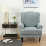 Wing Chair Slipcover Stretch Fit Armchair Protector Cover Light Grey