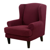 Wing Chair Slipcover Stretch Fit Armchair Protector Cover Wine Red