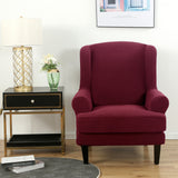 Wing Chair Slipcover Stretch Fit Armchair Protector Cover Wine Red