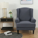 Wing Chair Slipcover Stretch Fit Armchair Protector Cover Deep Grey