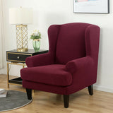 Wing Chair Slipcover Stretch Fit Armchair Protector Cover Wine Red